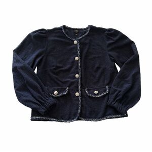 River Island Cardigan Wmn’s 12‎ Long Sleeve Boucle Trim Classic Lady Old Money